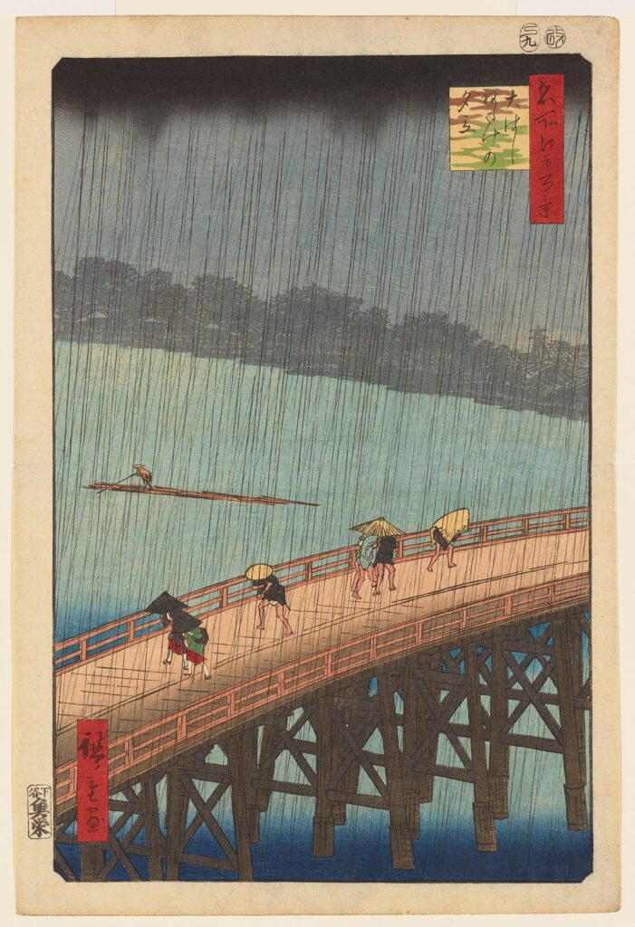歌川広重《名所江戸百景 大はしあたけの夕立》1857年9月