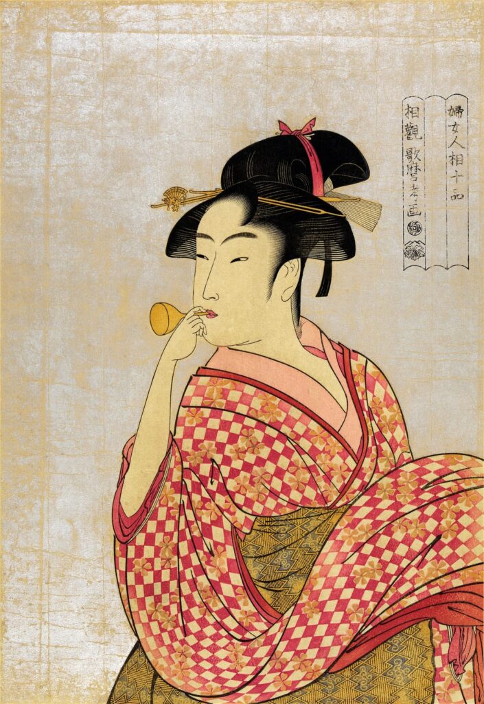 喜多川歌麿《ポッピンを吹く娘》寛政4〜5年（1792〜1793年）頃