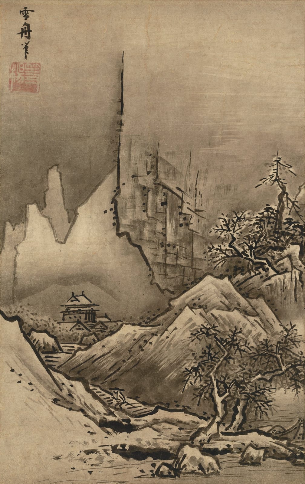 雪舟《秋冬山水図》15世紀末〜16世紀初め（制作年不詳）