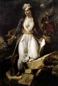 ウジェーヌ・ドラクロワ《ミソロンギの廃墟に立つギリシア》1826年