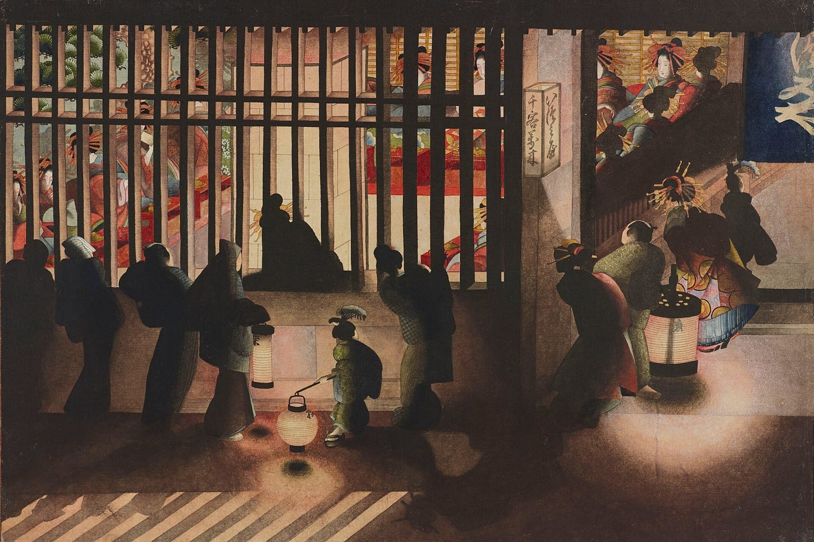 葛飾応為《吉原格子先之図》文政〜安政年間頃(1818〜1860年)