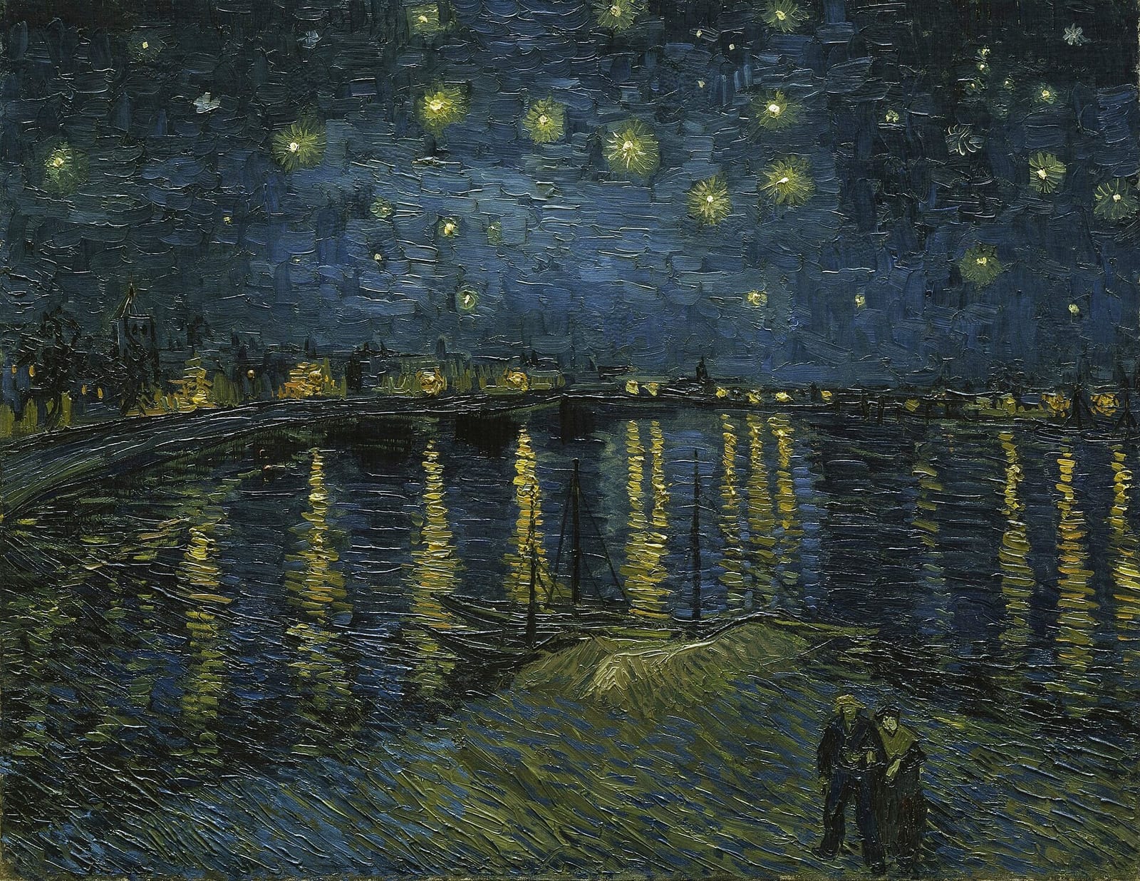 フィンセント・ファン・ゴッホ《ローヌ川の星月夜》1888年